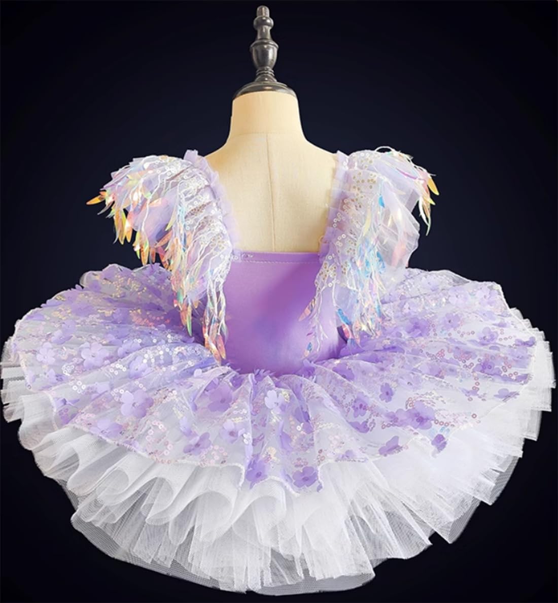 Vestido de Tutú de Ballet para Niñas, Falda de Baile con Borlas Y Lentejuelas, Mono de Ballet de Lago de Los Cisnes, Ropa de Fiesta Y Práctica. （160 cm）