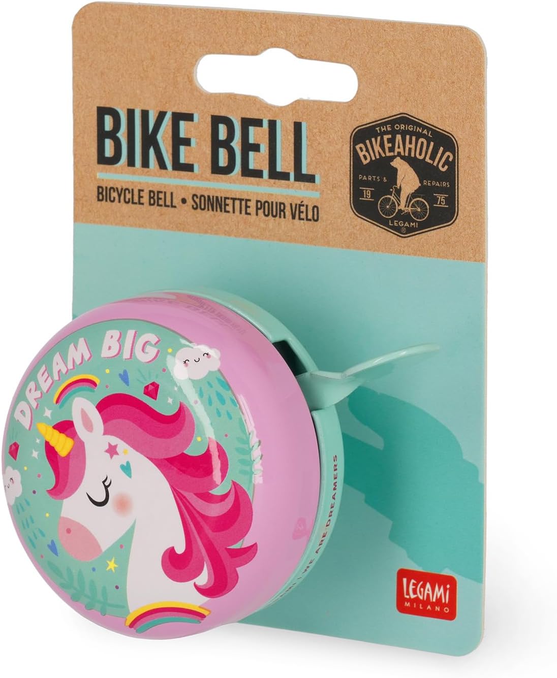 Legami - Bicycle Bell - Bike Bell - Bicycle Horn for Children, Durable, Unicorn Theme