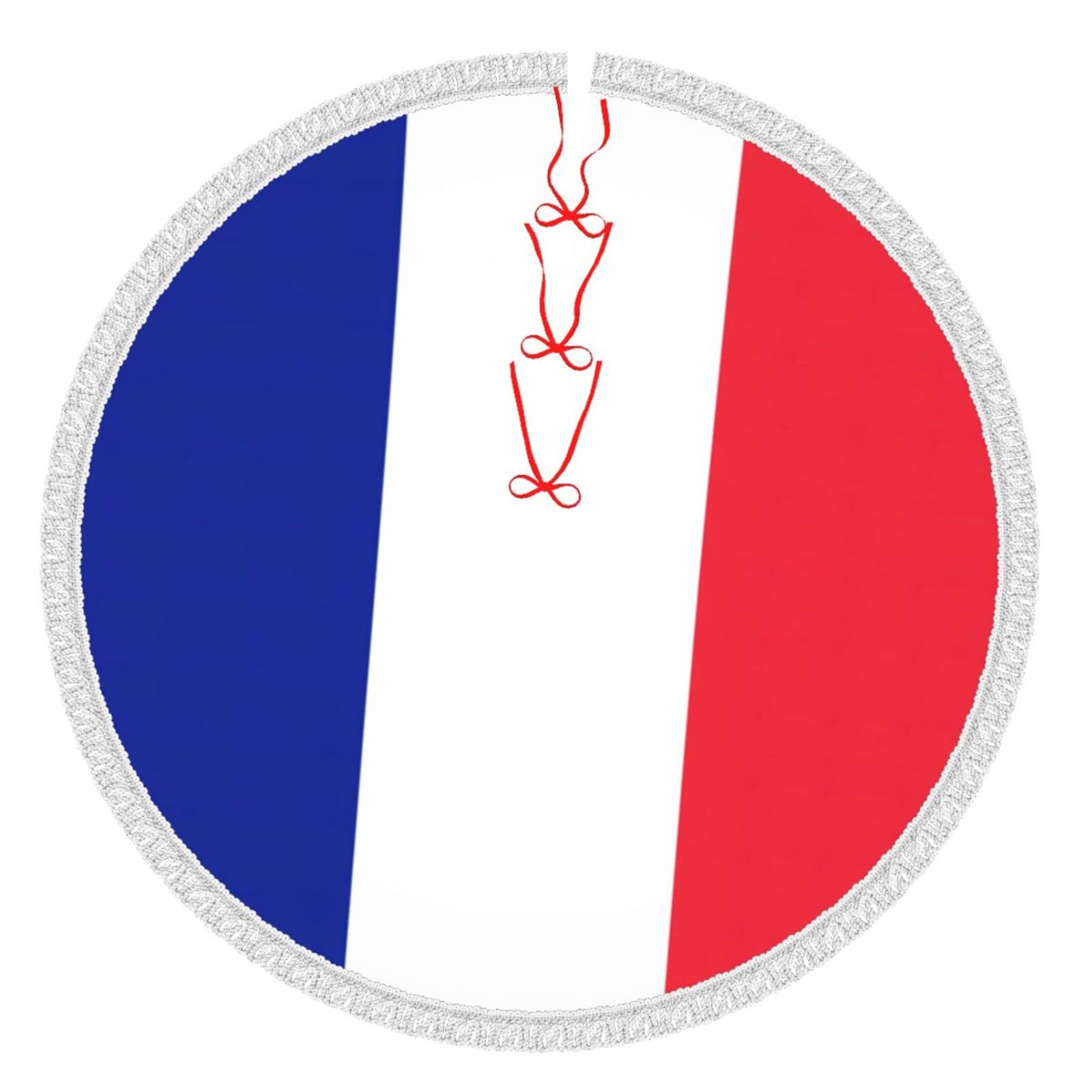 Jupe de sapin confortable à pompons et drapeau français