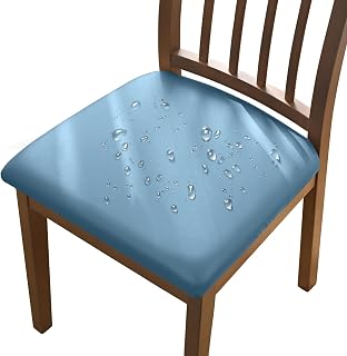 Alishomtll Juego de 4 o 6 fundas de piel sintética para silla, impermeables, extraíbles, lavables, para comedor, cocina, boda, jardín, oficina, color azul, 6 unidades