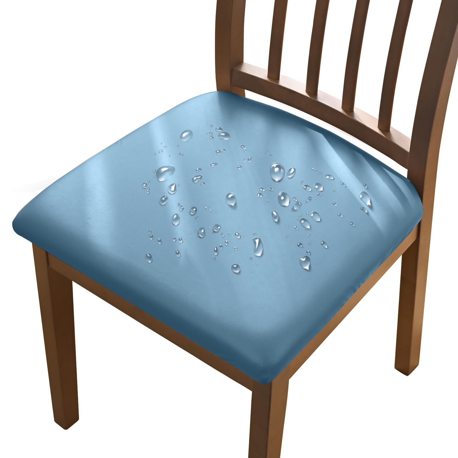 Alishomtll Juego de 4 o 6 fundas de piel sintética para silla, impermeables, extraíbles, lavables, para comedor, cocina, boda, jardín, oficina, color azul, 4 unidades