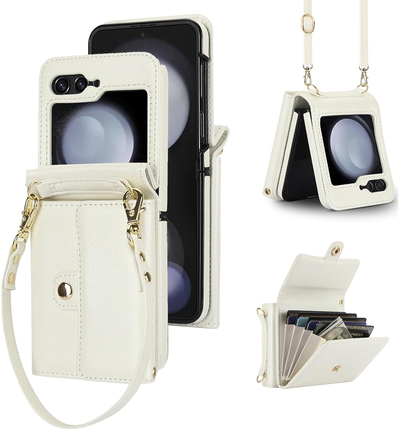 Phone Case for Samsung Galaxy Z Flip 7 5G Wallet Cover with Crossbody Wrist Strap Lanyard Credit Card Holder Slot Stand RFID Blocking Cell leather ZFlip 7Z Z7 G Flip7 ZFlip7 Women Men Girls Blue