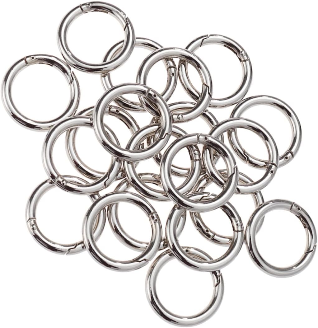 STOBOK 60 Pcs Stainless Steel Ring Jump Rings Evil Eye Beads Jewelry Making Findings Keychain Ring Small Round Carabiner Clip Wallet Spring Ring Clasp Silver Sliver Purse Tracker Key Ring, Size2x3pcs
