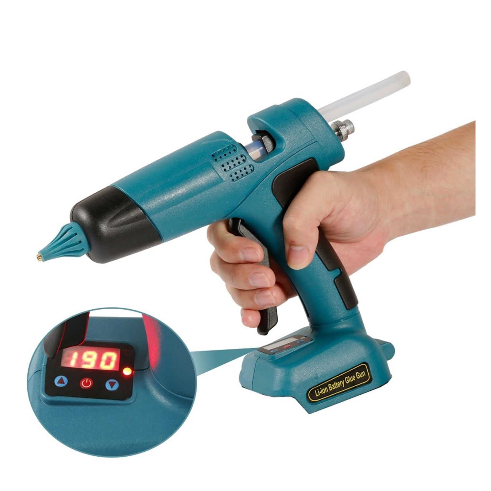 Gospodarstwa Domowego DIY Bezprzewodowy Elektryczny Pistolet Do Klejenia Na Gorąco 21V Baterii Spawanie Gorąca Wiatrówka Cyfrowy Wyświetlacz 11mm Kleje W Sztyfcie Szybkie Niezawodne Klejenie