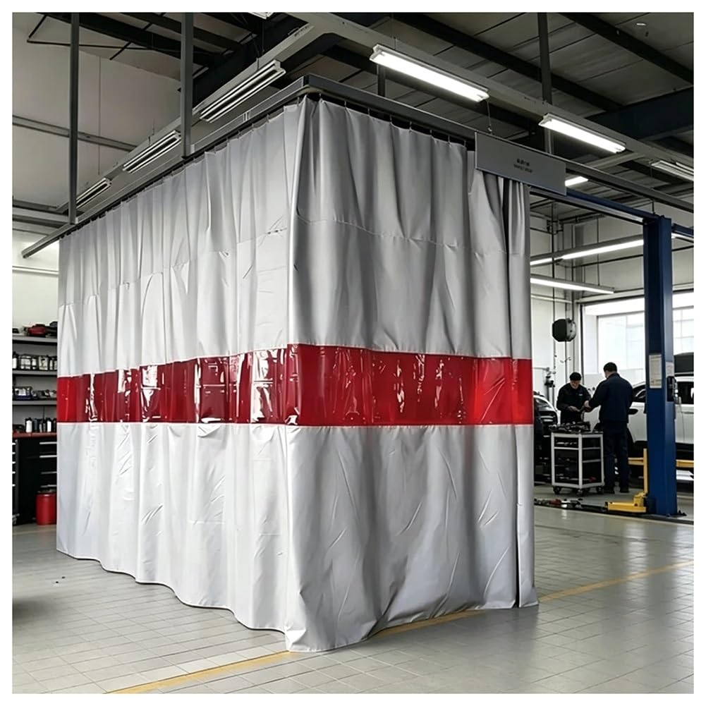 Exproyzk Gray Welding Curtain Screen, Fire & Spark Resistant Welding Blanket With Metal Grommets, For Industrial Workstations, Welding Booth & Workshop Safety Protection(3X3m/9.8X9.8ft)