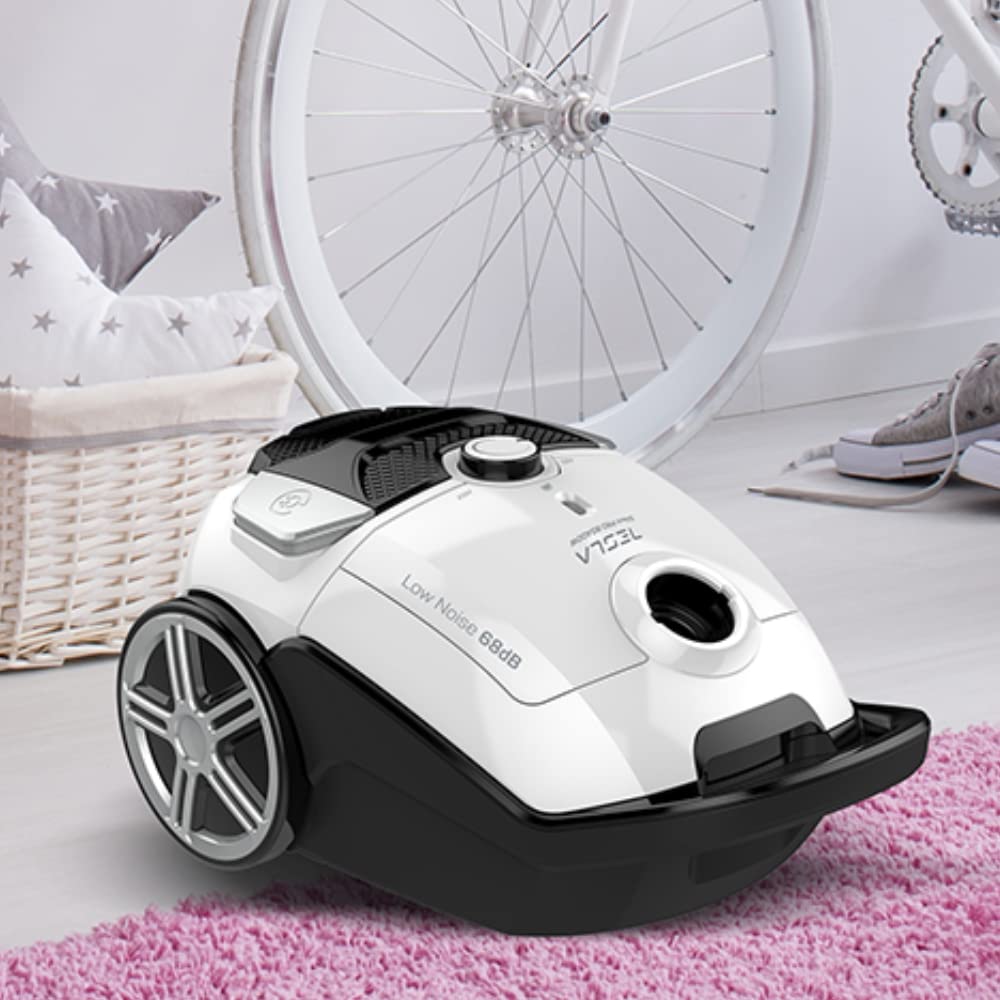 TESLA Aspirador BG400W con Bolsa, 700W, Depósito 3L, Filtro HEPA Lavable, Radio de Trabajo de 10m, Blanco
