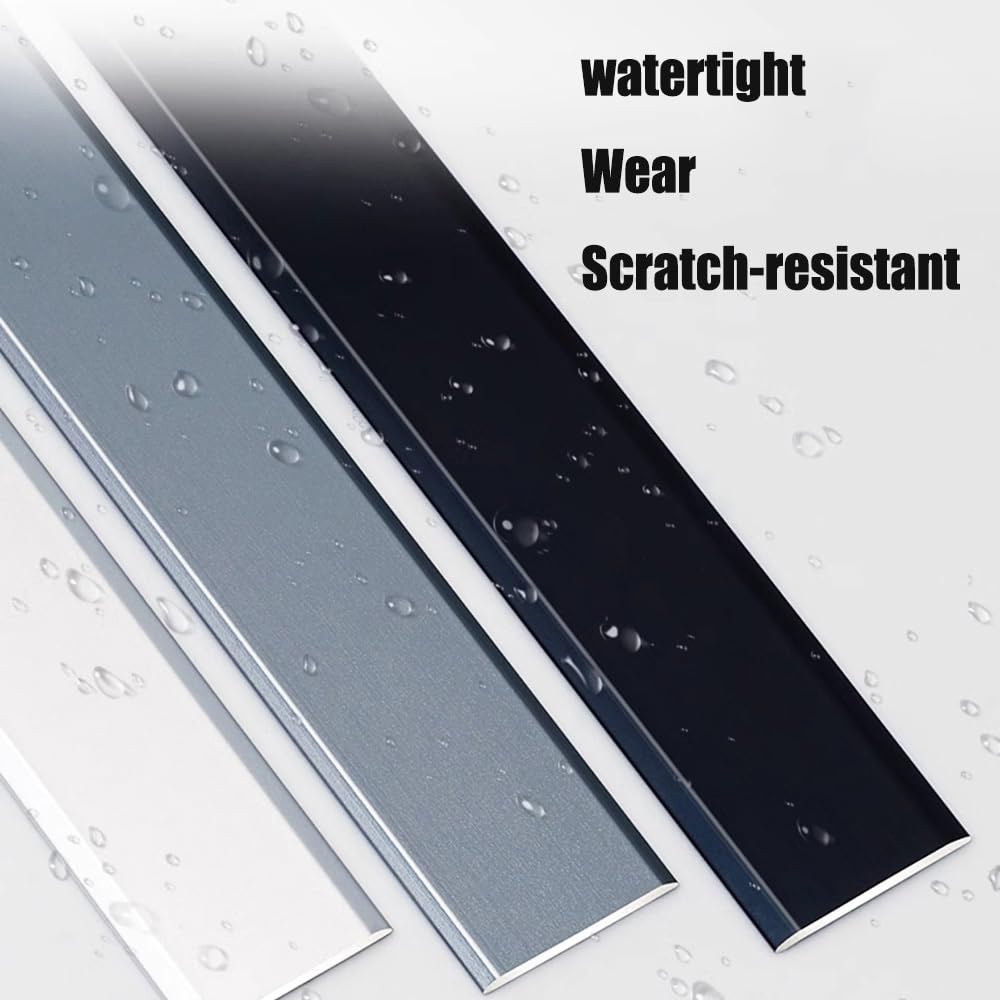 Bande de transition de sol auto-adhésive en aluminium, bande de séparation plate de 35,4 pouces for porte, bande de jonction couvrant les espaces, bord découpable(Iron gray,W 33mm)