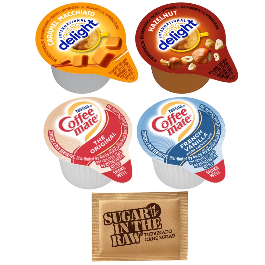 100 Count Single Serve Coffee Cream Creamer, 4 Flavors, Coffee Mate and