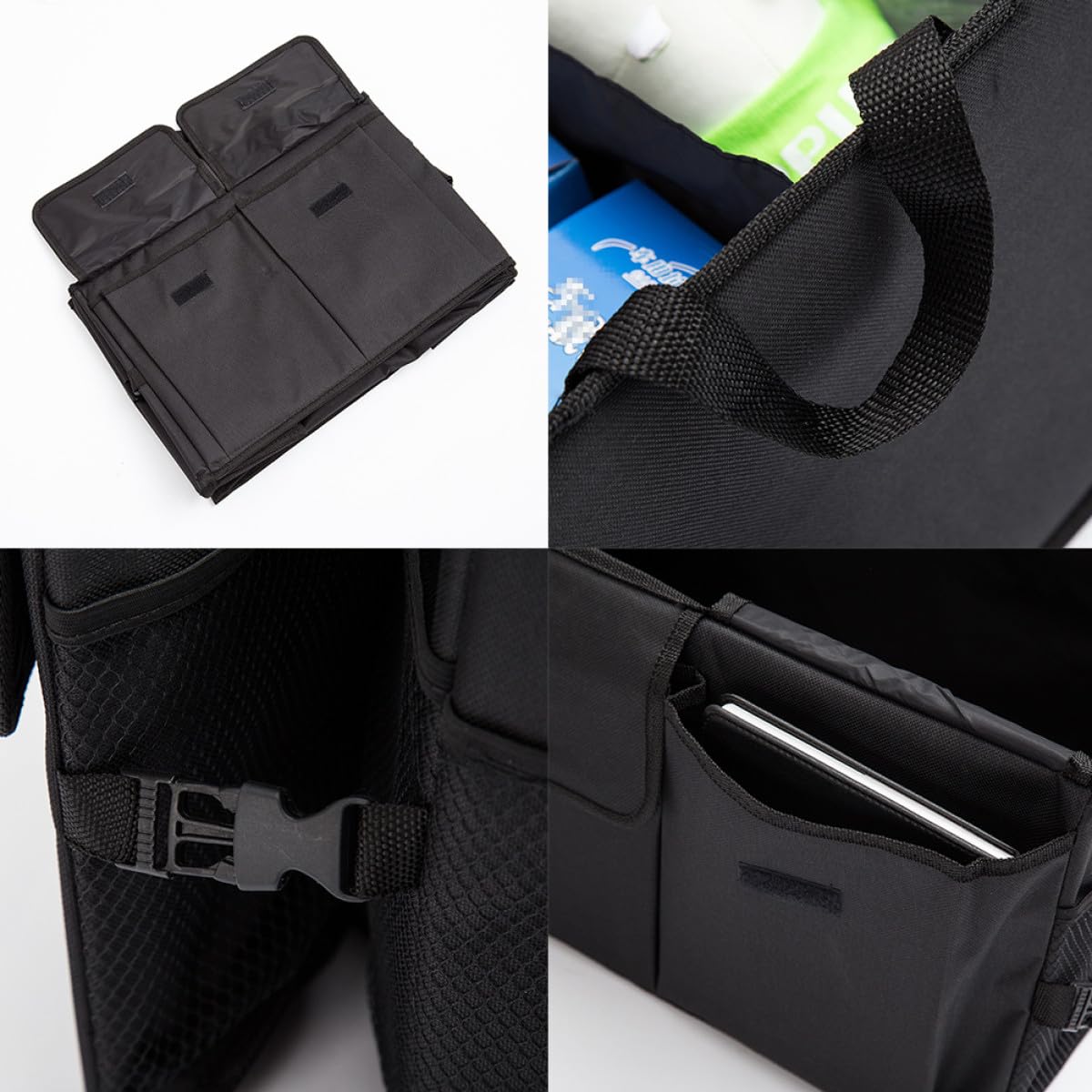 Caja de Almacenamiento Plegable Multifuncional 2 Piezas Negro Plástico