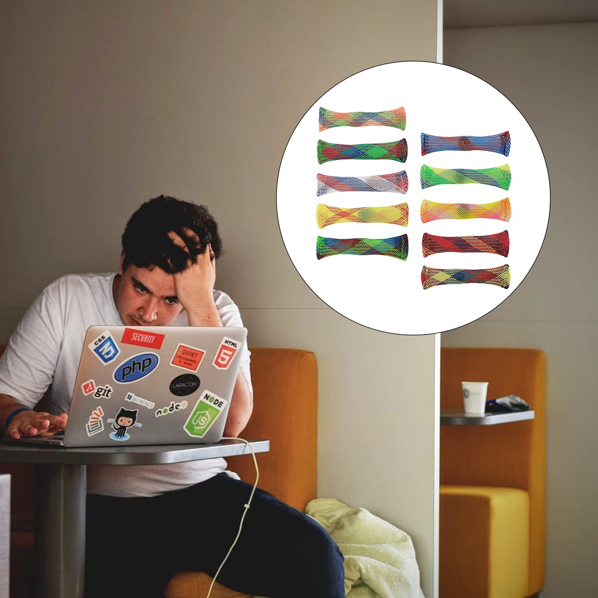 Jagowa 10pcs Woven Mesh Tube With Marbles To Reduce Irritability Toys Children Squeeze Vent Toys Soothe ADHD Marble Fidgetism Adds Autism - Image 4