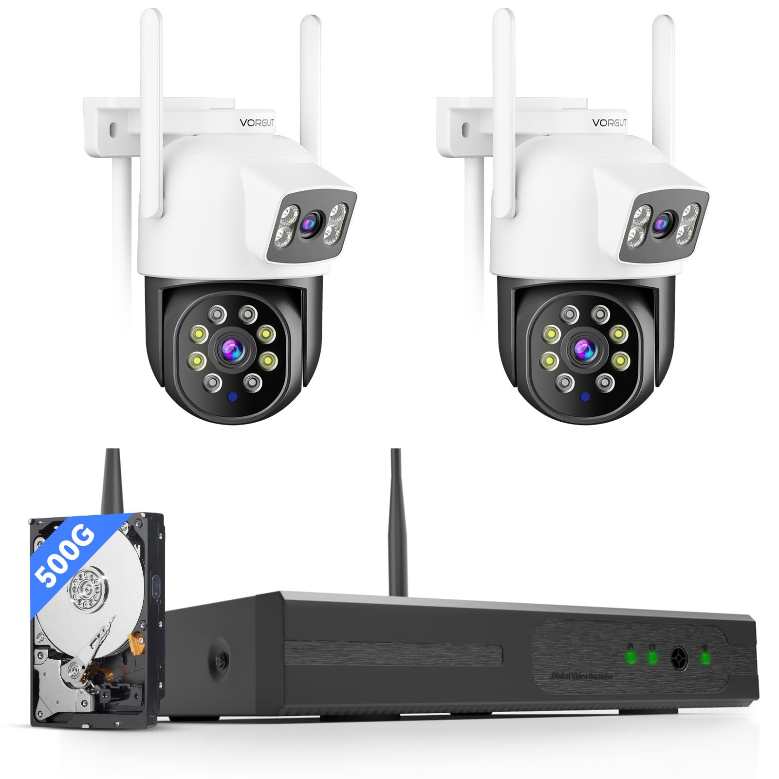 Wireless Security Camera System Outdoor, 2pcs 2K Dual Lens PTZ Auto Tracking Cameras for Home Security, 2.4G/5G WiFi, Color Night Vision, Human Detection, 16CH NVR with 500GB HDD-picture-19