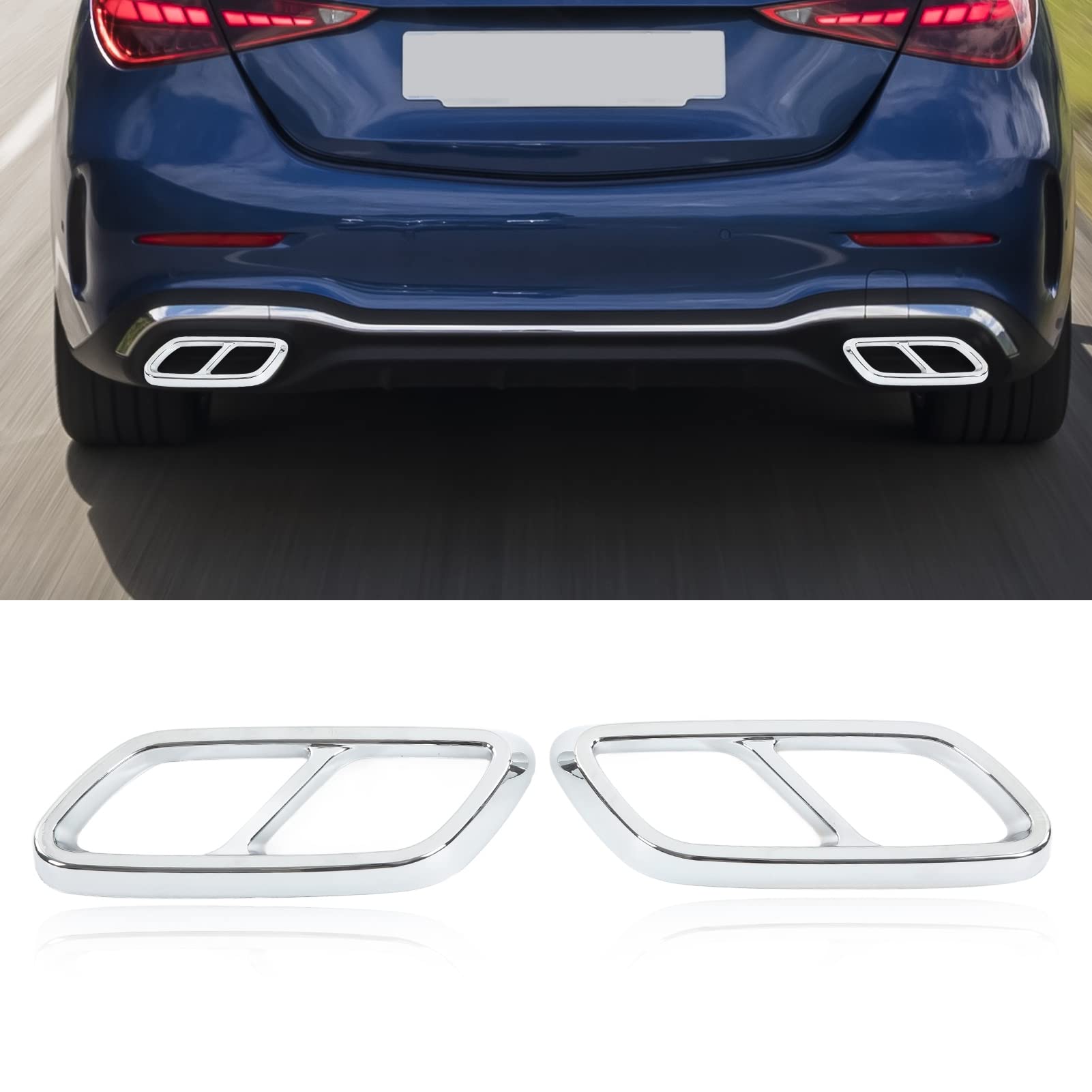 Garniture de Couvercle de Tuyau de Queue de Silencieux D'échappement Arrière pourClasse C W206 2021 Up (Électroargenture)