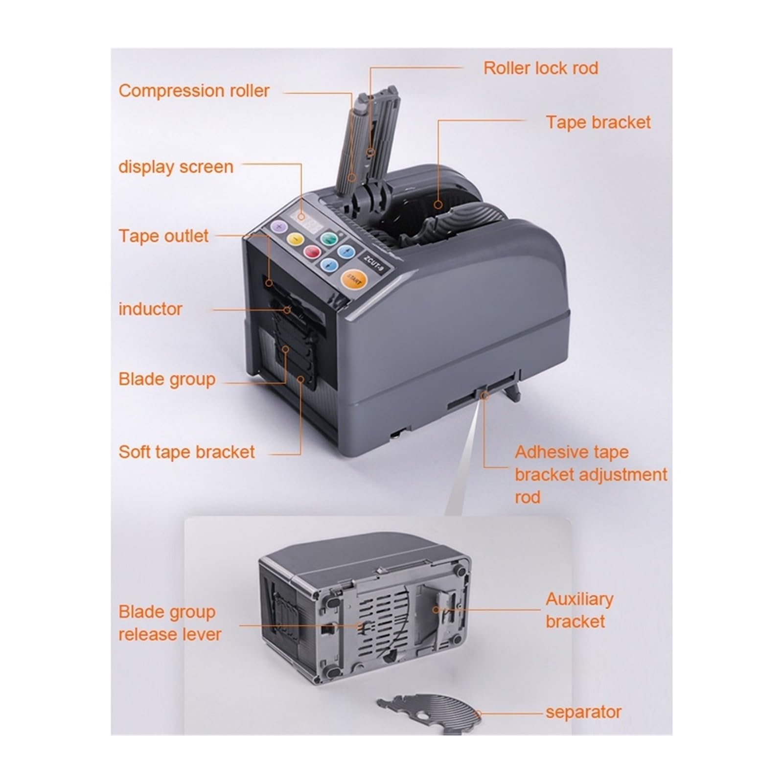 Klebebandabroller, Bandschneidemaschine Automatischer Spender for doppelseitiges Klebeband Klebebandschneider, Verpackungsmaschine für Versand und Schulen