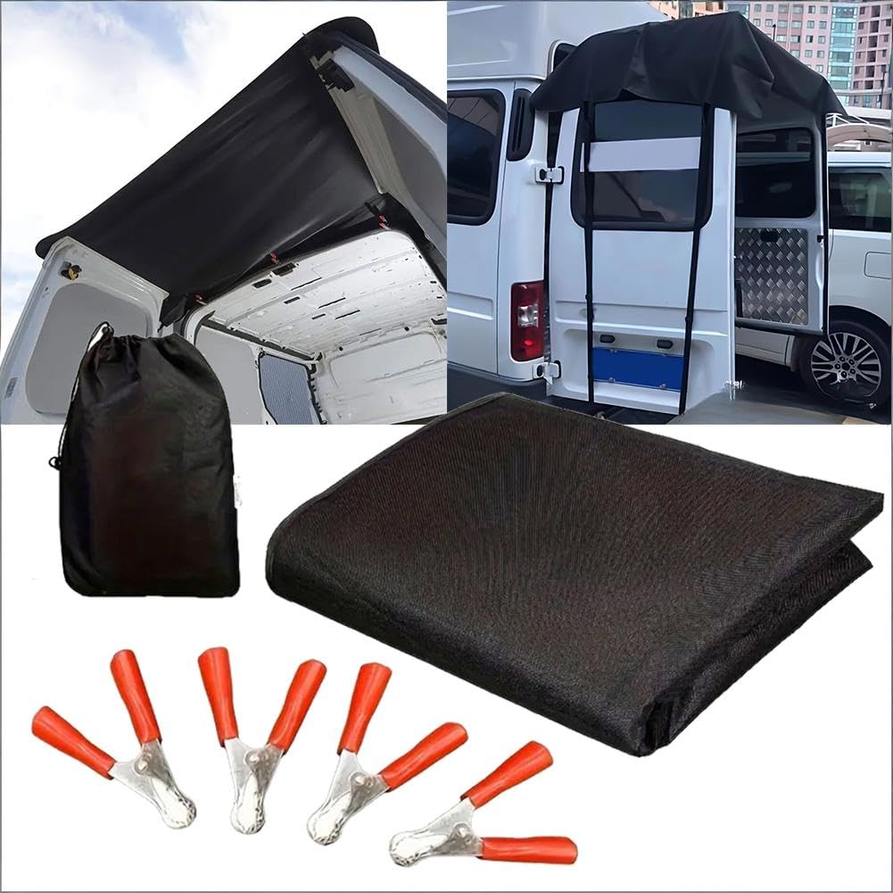 Cubierta para toldo de puerta trasera, cubierta impermeable para puerta trasera de caravana, para coche al aire libre, camping, picnic y barbacoa (176 x 114 cm)