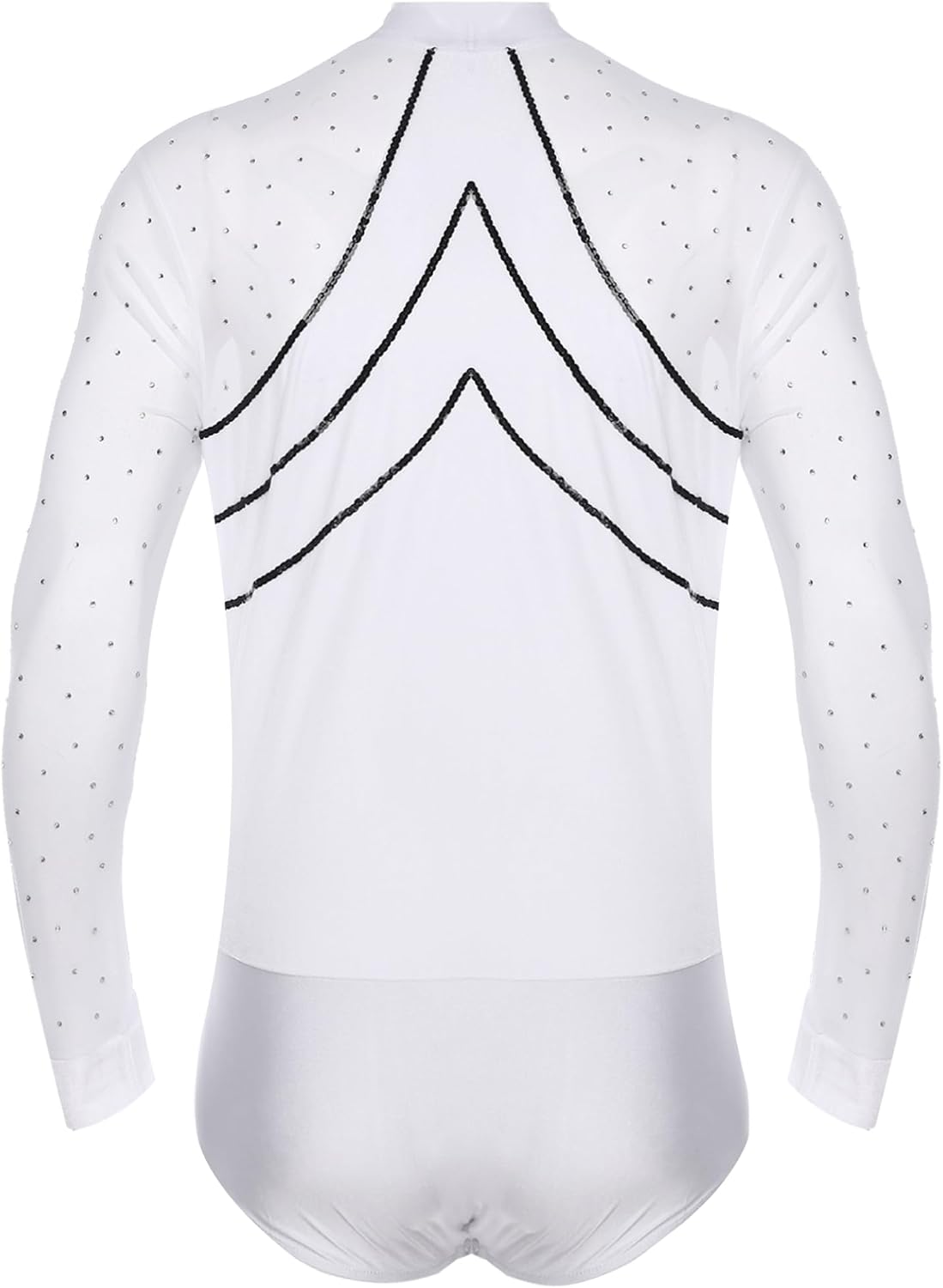 Men's Latin Dance Costume V Neck Shiny Bodysuit Cha Cha Rumba Samba Dancing Leotard Shirt