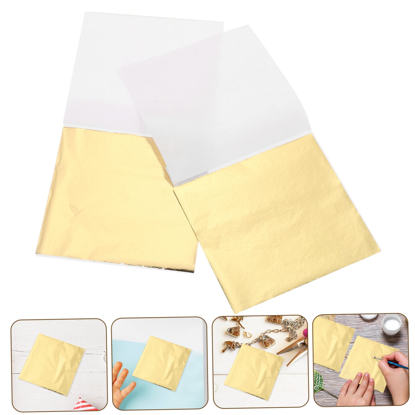 Artibetter 4 Sätze Goldfolie Bastelset Dekorative Imitationsgoldfolie Für Kunstprojekte DIY Handwerk Und Basteldekoration 200 Blätter * 4