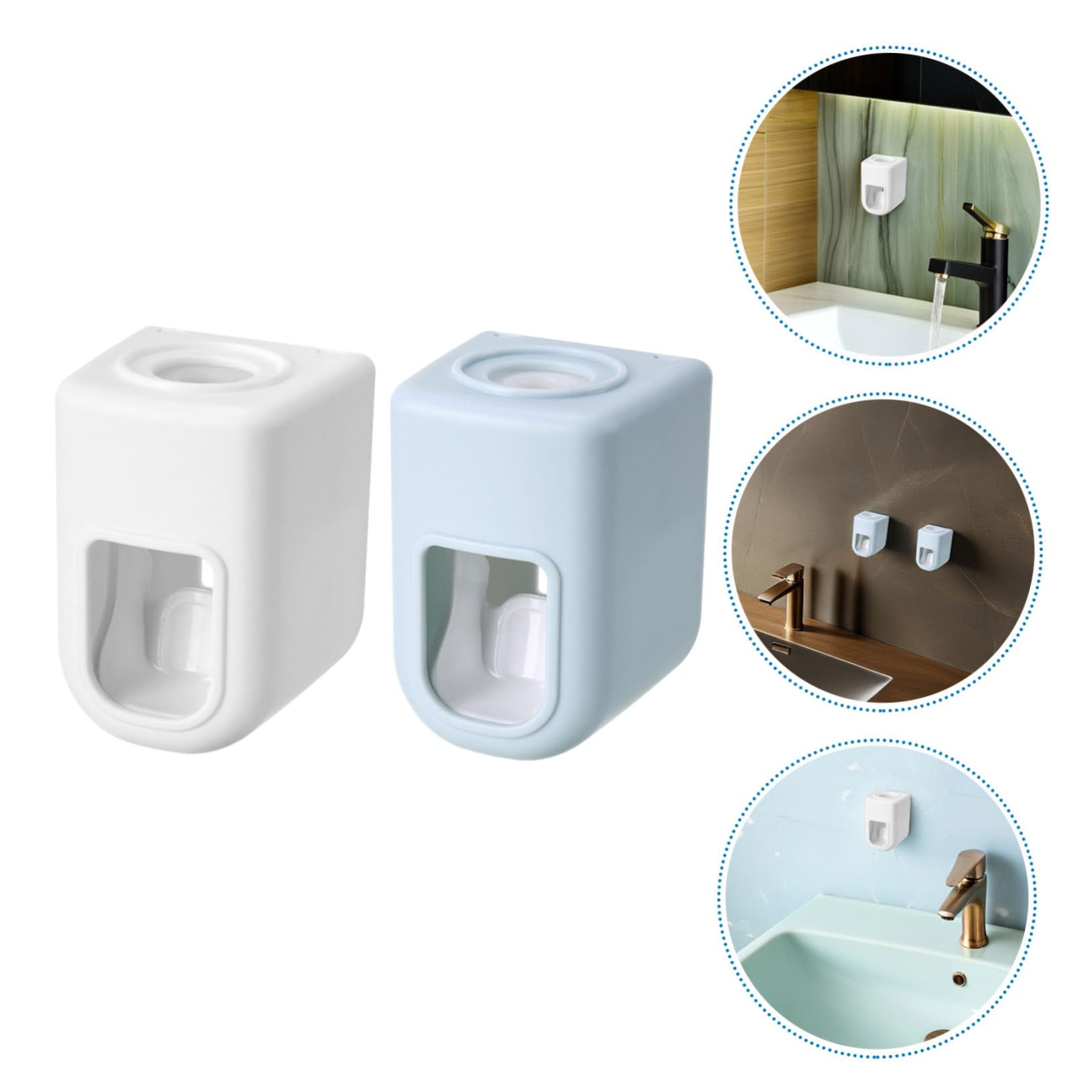 4 Piezas Dispensador Automático de Pasta de Dientes Montado Pared Exprimidor Plástico para Baño Soporte para Adultos Organizador