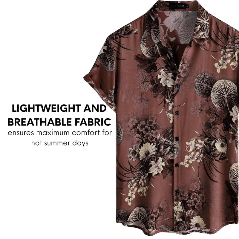 Image of Men's Multi-Coloured Floral Printed Shirt for man | Half Sleeve Cotton Shirt for Men | Summer Shirts for Men