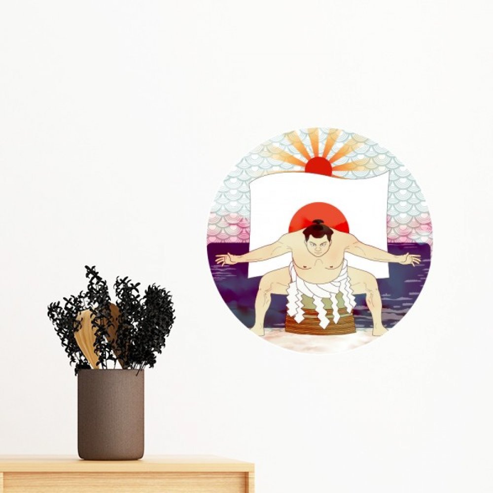 Papier peint Mont Fuji Ukiyo-E Sumo sticker mural pour salon zen format 30cm