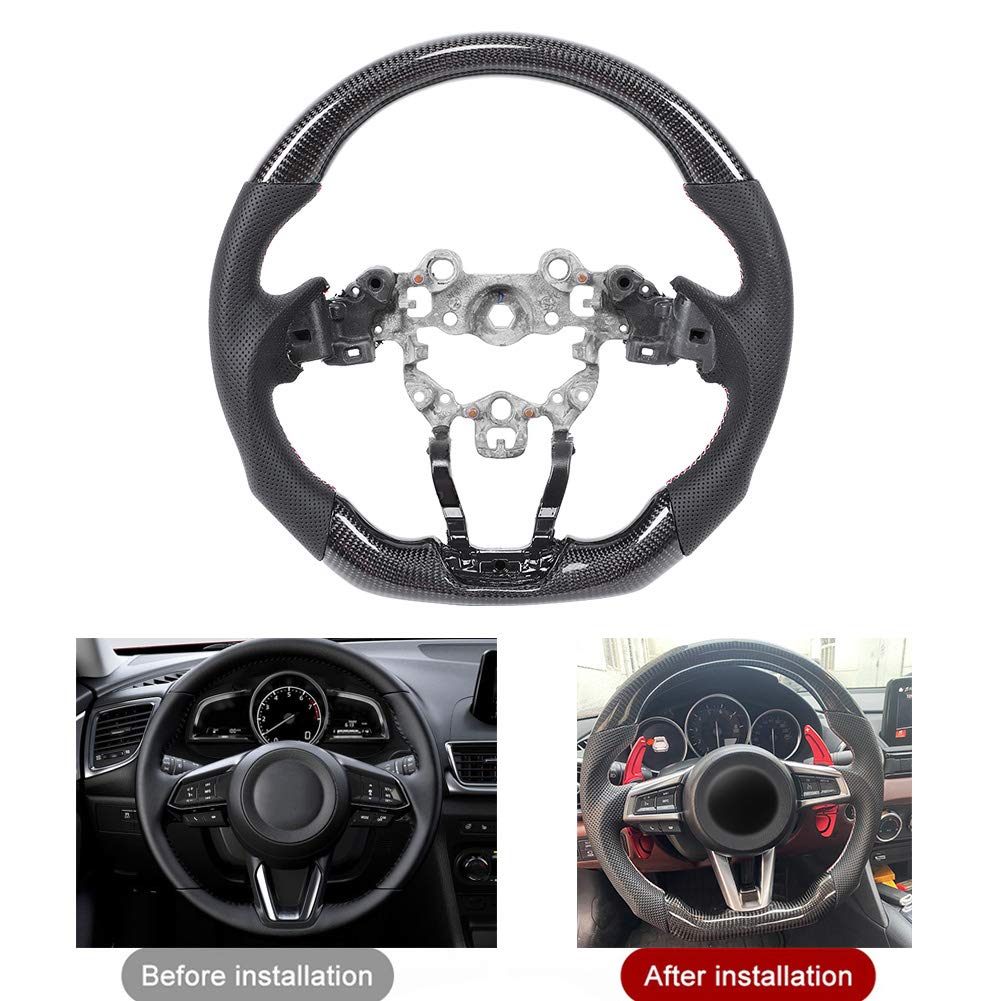 XTevu Steering Wheel, Carbon Fiber Steering Wheel Sport Wheel with