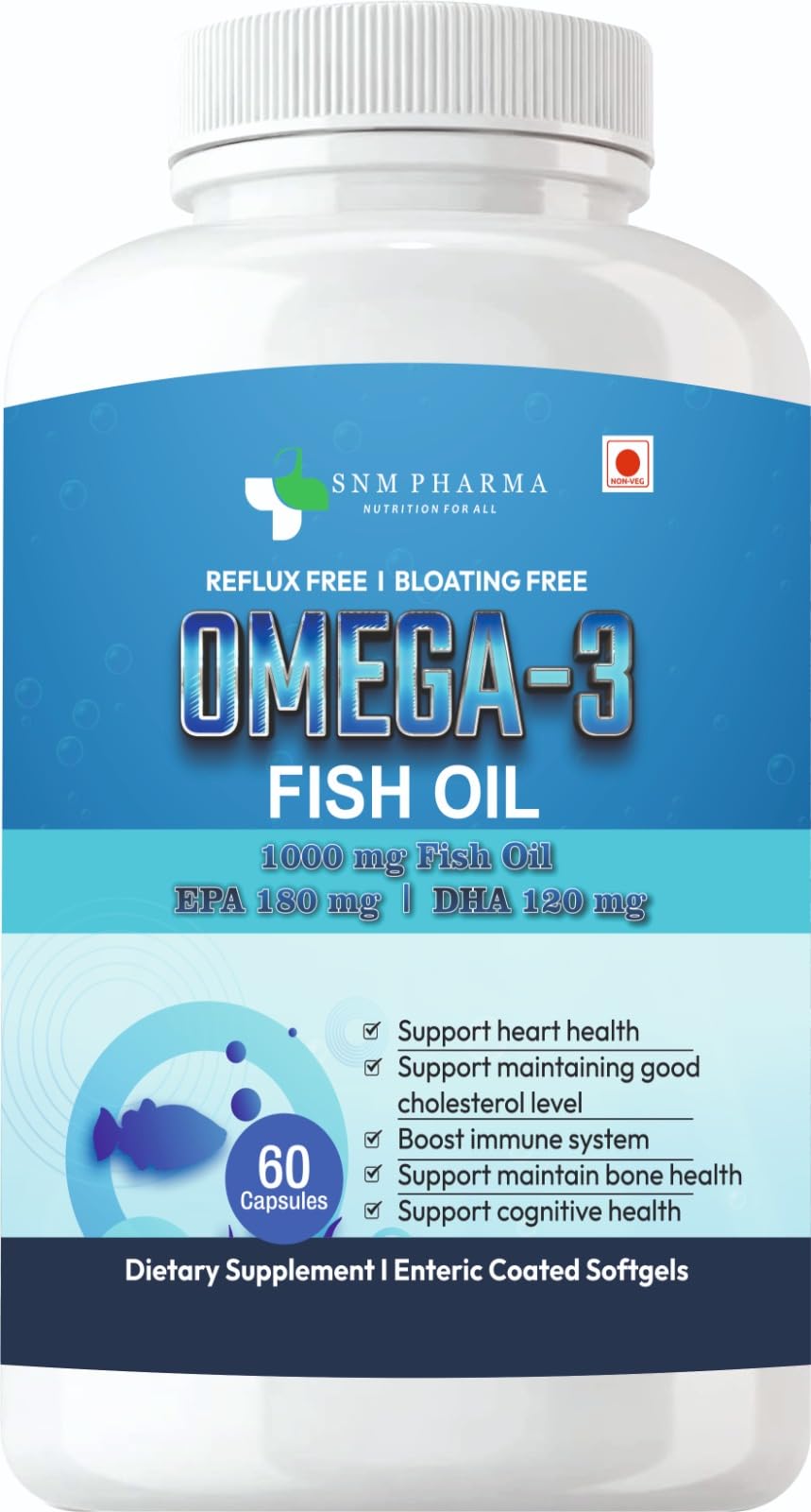 SNM Pharma Omega 3 Fish Oil 1000mg Capsules For Men and Women | Omega 3 ...