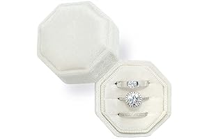 Beatilog Velvet Ring Box with 3 Slots for Weddings - Octagon Premium Storage