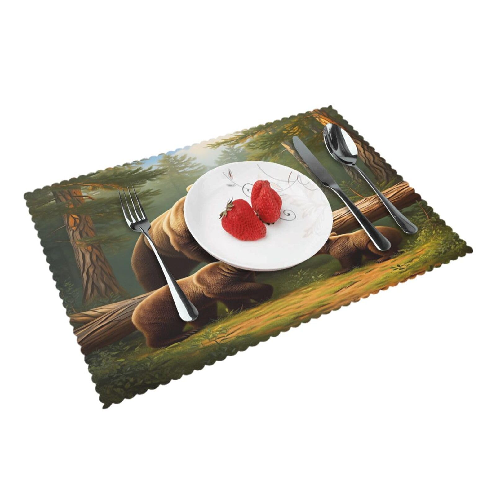 Bear Family Placemats Set of 4 Print Table Mats Place Mats Table Decor for Kitchen Dining 12X18 in