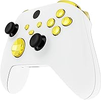 Vista 5 de eXtremeRate Botones de reemplazo para mando Xbox Core inalámbrico, defensas LB RB LT RT brillantes en oro cromo, teclas de inicio, retroceso, Dorado
