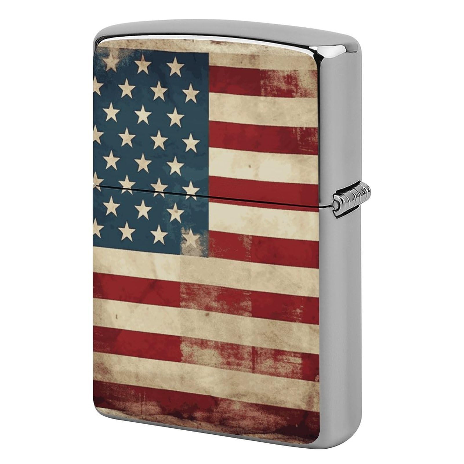 Vintage American USA Flag Lighter Case for Men, Personalized Lighter Cover for Valentine's Day Gifts, Flip-Top Lighters Shell for Outdoor, Portable Lighters Protective Sleeve