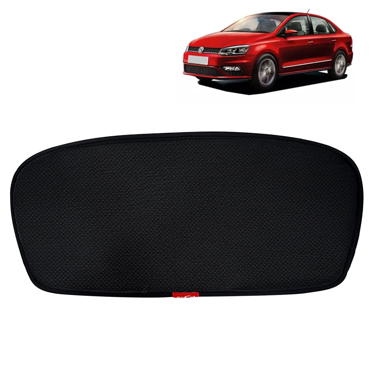 KINGSWAY® Car Rear Windshield Curtain Sun Shades Compatible with Volkswagen Vento (Year 2017-2021), Dicky - Black, Cotton Mesh, 1 Piece