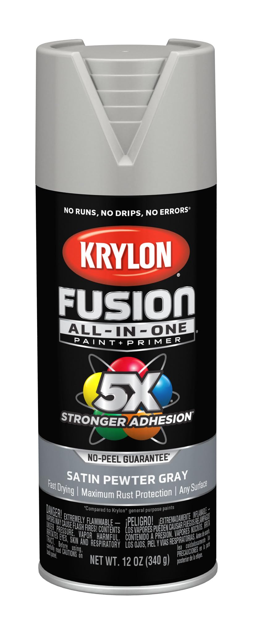 Krylon Fusion All-In-One Satin Spray Paint &amp; Primer, Pewter Gray - 1 Each