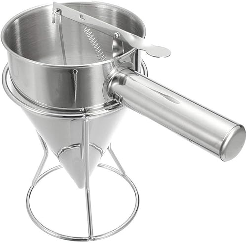 Miniatura 8 de Embudo de confitería dispensador de masa para panqueques con estante de soporte, embudo para cupcakes de acero inoxidable de 33.8 fl oz, para hacer