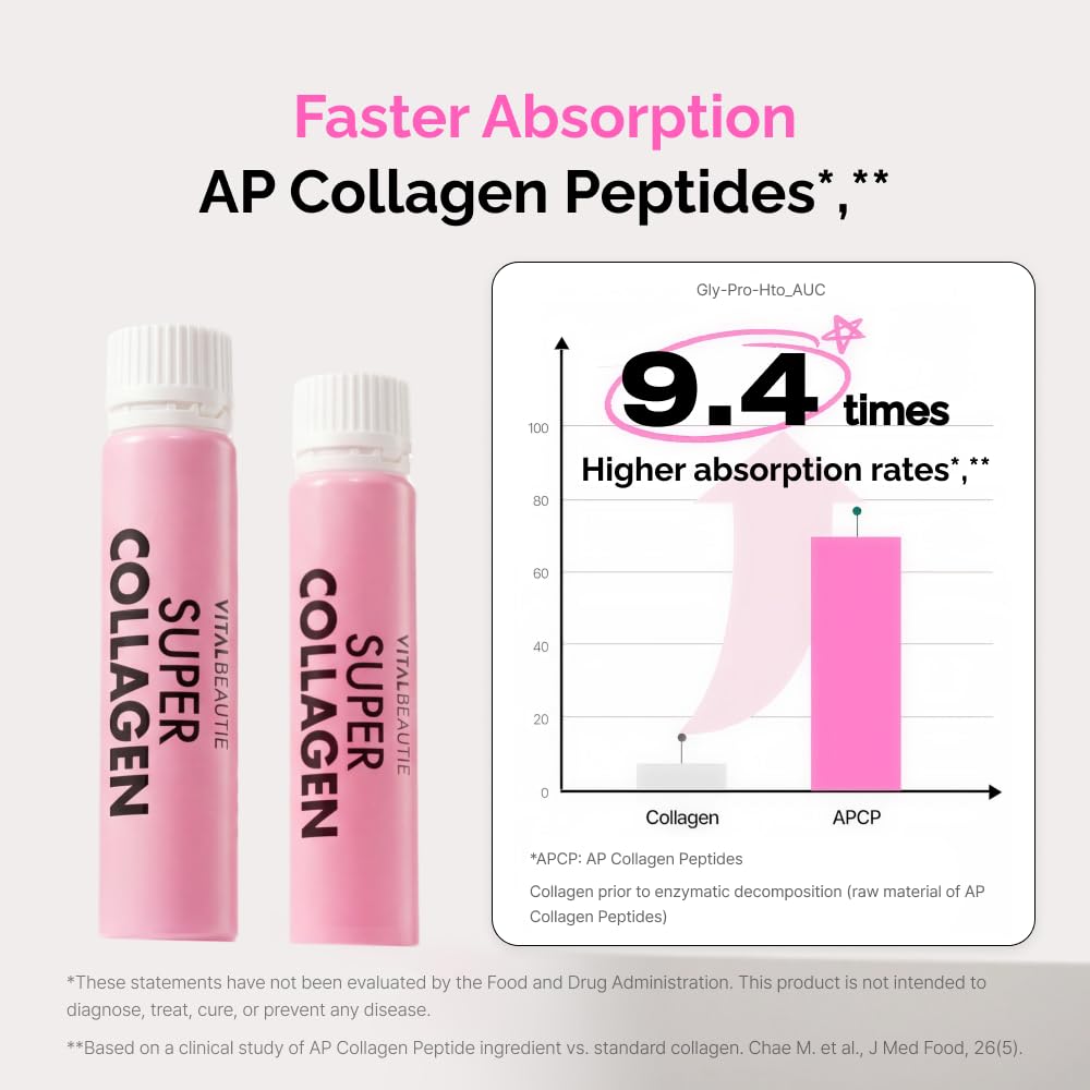VITALBEAUTIE Super Collagen Drink – 3,500mg Low‑Molecular Fish Collagen (5 Types) – K‑Beauty Liquid Beauty Ampoules, Mixed Berry Flavor (Naturally & Artificially Flavored) – 14 x 25 mL — Amazon image 4
