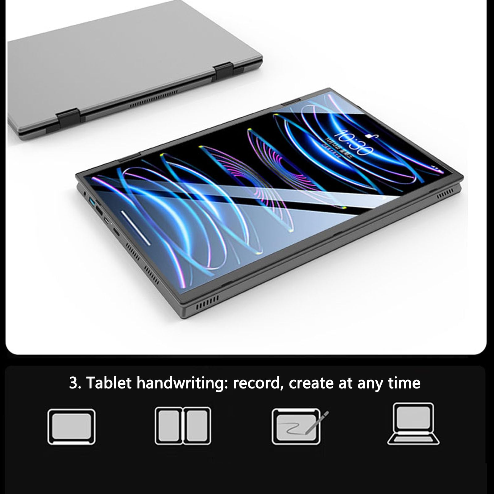 Bewinner 14 Laptop Touchscreen 2 in 1, Monitor Portatile Impilato Pieghevole IPS 2.2K 60Hz, per Celeron 12a Generazione, Thread 1.7GHz, DDR4, (Spina UE da 32 GB +
