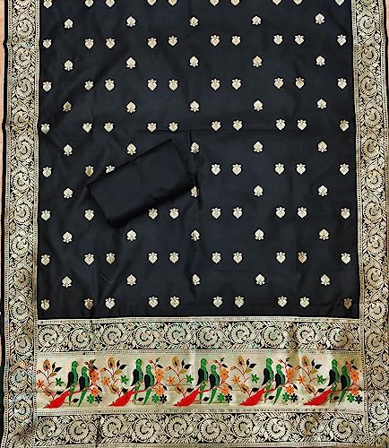 Image of Pandadi Women's Banarasi Paithani Woven Design Dress Material