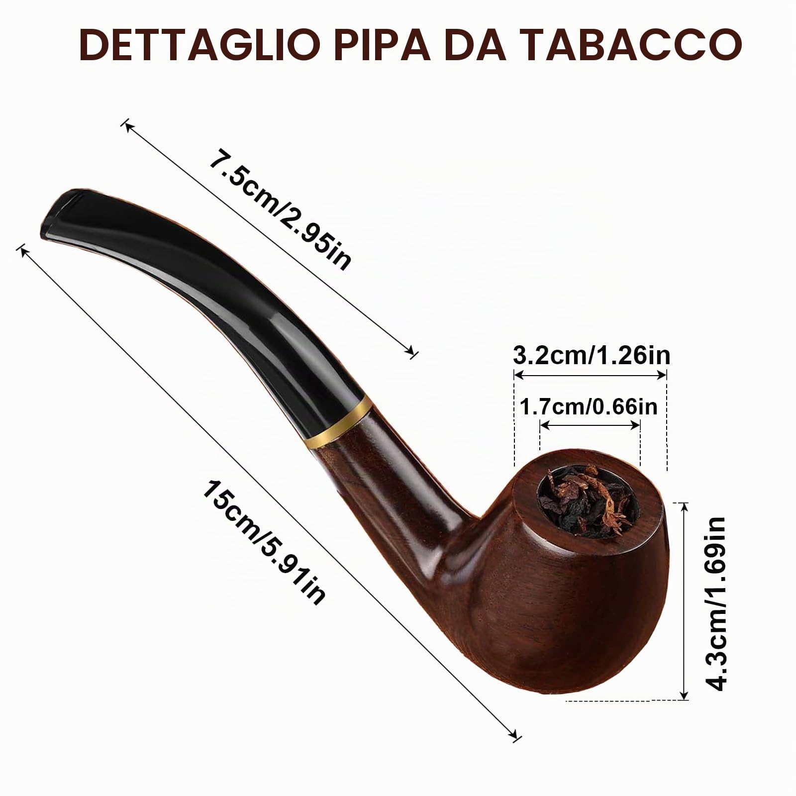 Joyoldelf Pipa in Legno, Set di Pipa per Tabacco in Ebano, Set di Pipe da Fumo per Principianti con Scatola Regalo e Accessori