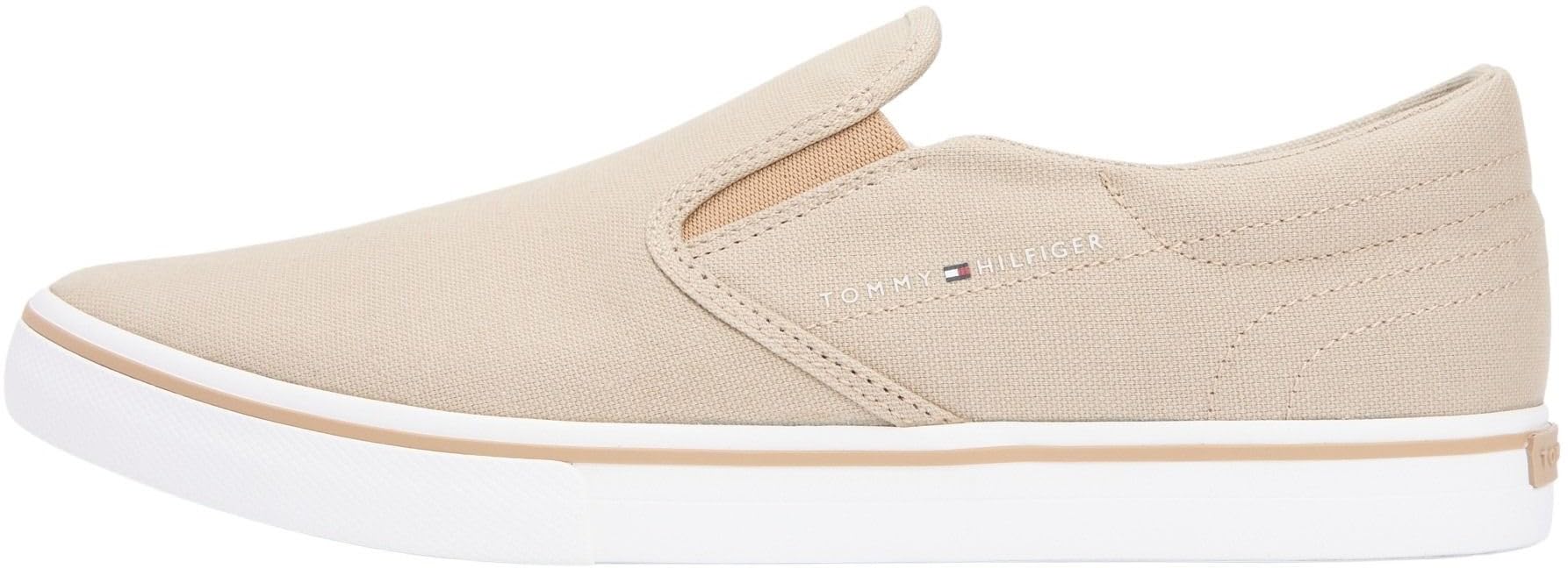 Tommy Hilfiger Men's Vulc Core Slip On FM0FM05689 Low Top, Khaki (Sandalwood), 10.5