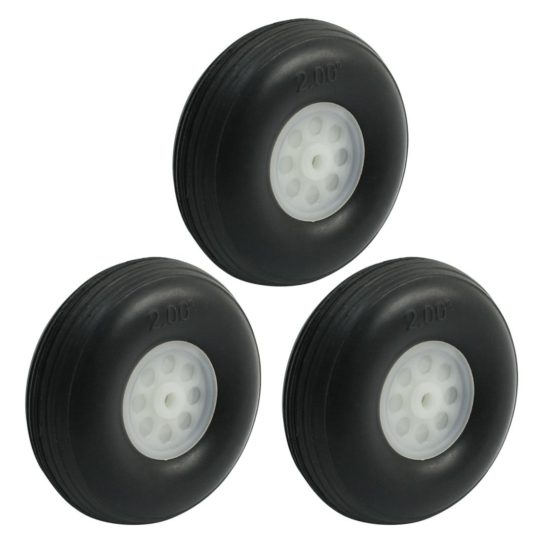 uxcell 3pcs RC Model Plane Aircraft Landing PU Tire Wheel D50mm H20mm d3mm