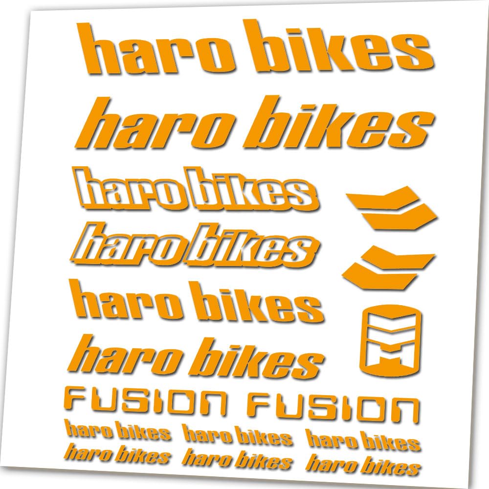 For HARO FUSION bike decals stickers set bmx frame road sport fork Bicycle kit (Orange Yellow)
