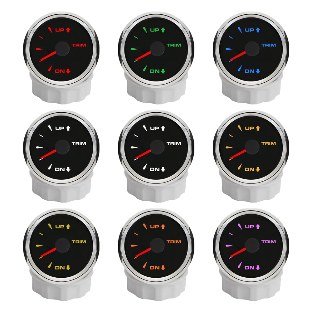 ELING 52mm Trim Gauge Meter UP-DN 0-190Ohm Segnale con 8 colori Retroilluminazione 12V 24V per yacht Barche