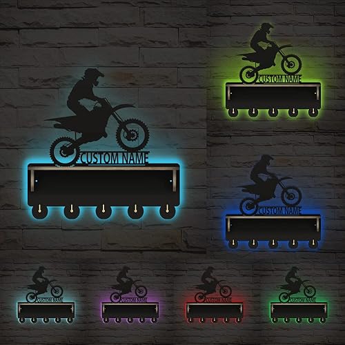 Miniatura 3 de The Geeky Days Llavero de madera para motocross Brap Off Road con texto personalizado para pared, luz nocturna que brilla en la oscuridad, para
