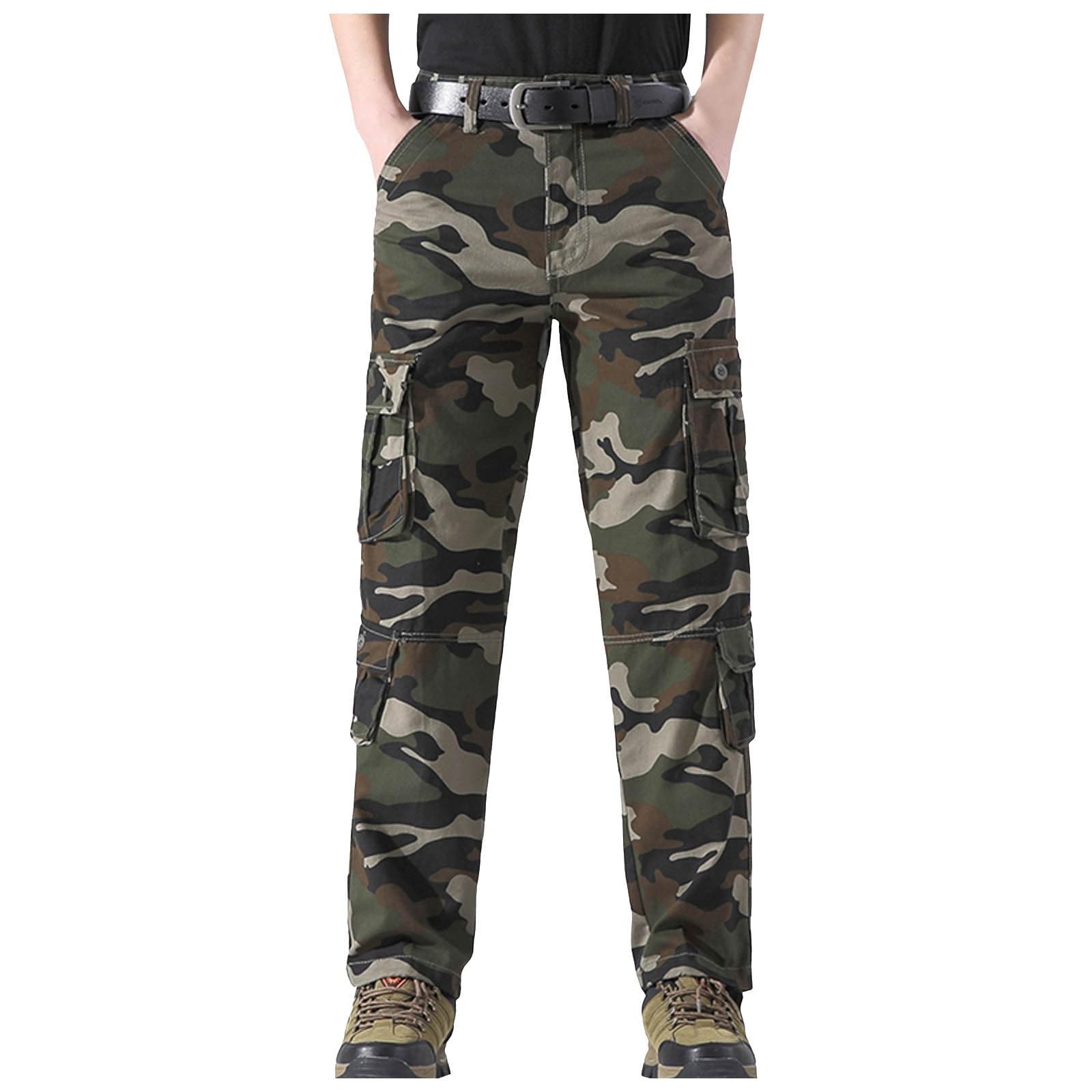 Pantaloni da uomo con gamba dritta e tasche multiple e pantaloni da lavoro larghi in lino, pantaloni cargo da uomo