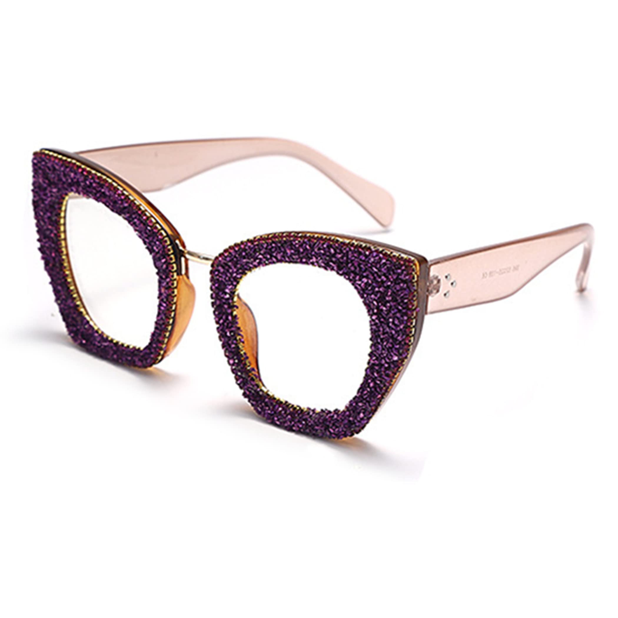 bullabulling Cat Eye Designer Rhinestones Magnifying Reading Glasses For Womens Readers (purple, 2.0)