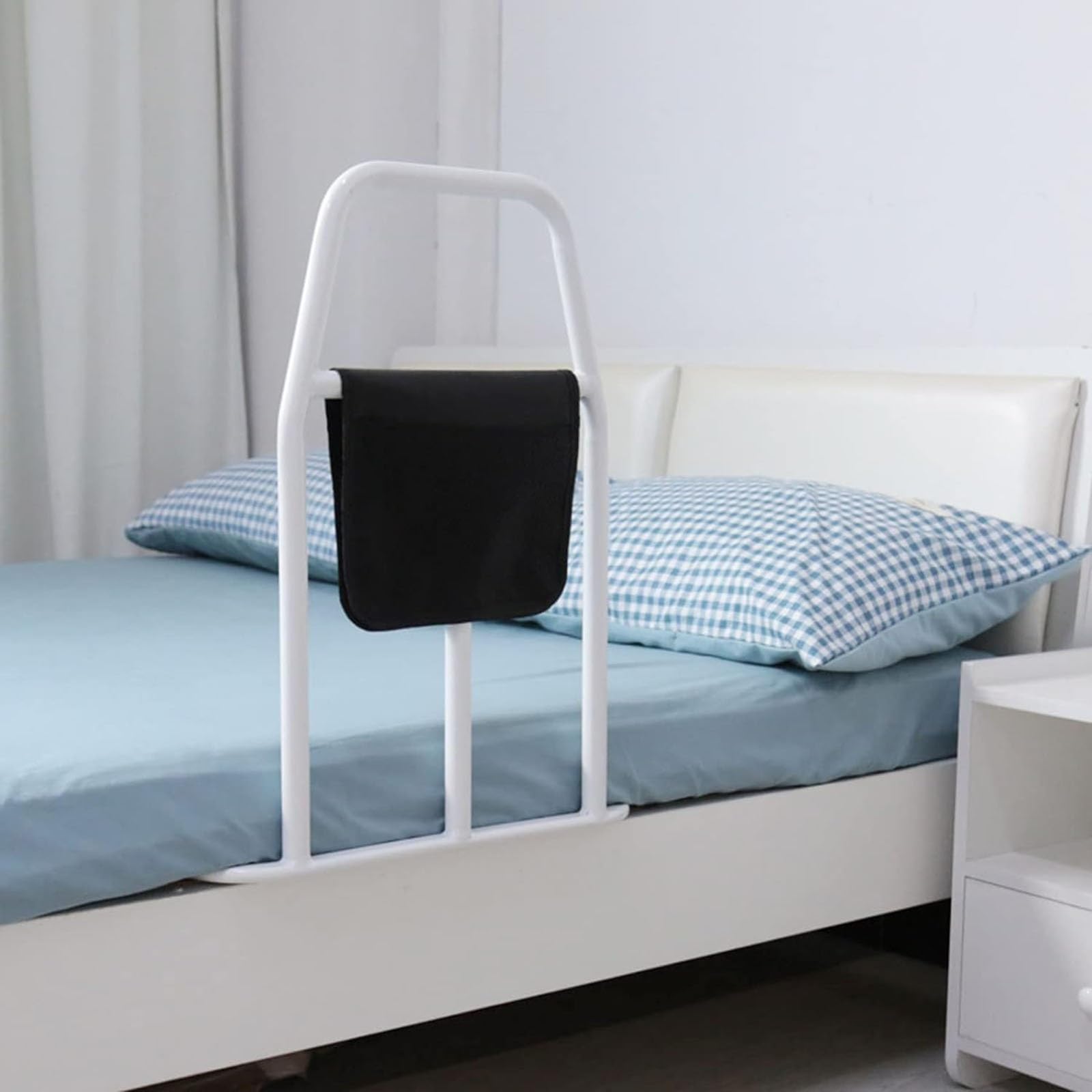 Sponde Per Letto Per Adulti Anziani - Barra Di Supporto Per Letto Medico Assistente Alla Mobilità, Sponda Per Letto E Protezione Anticaduta Con Tasca Portaoggetti Per King, Carico Massimo Medio 136