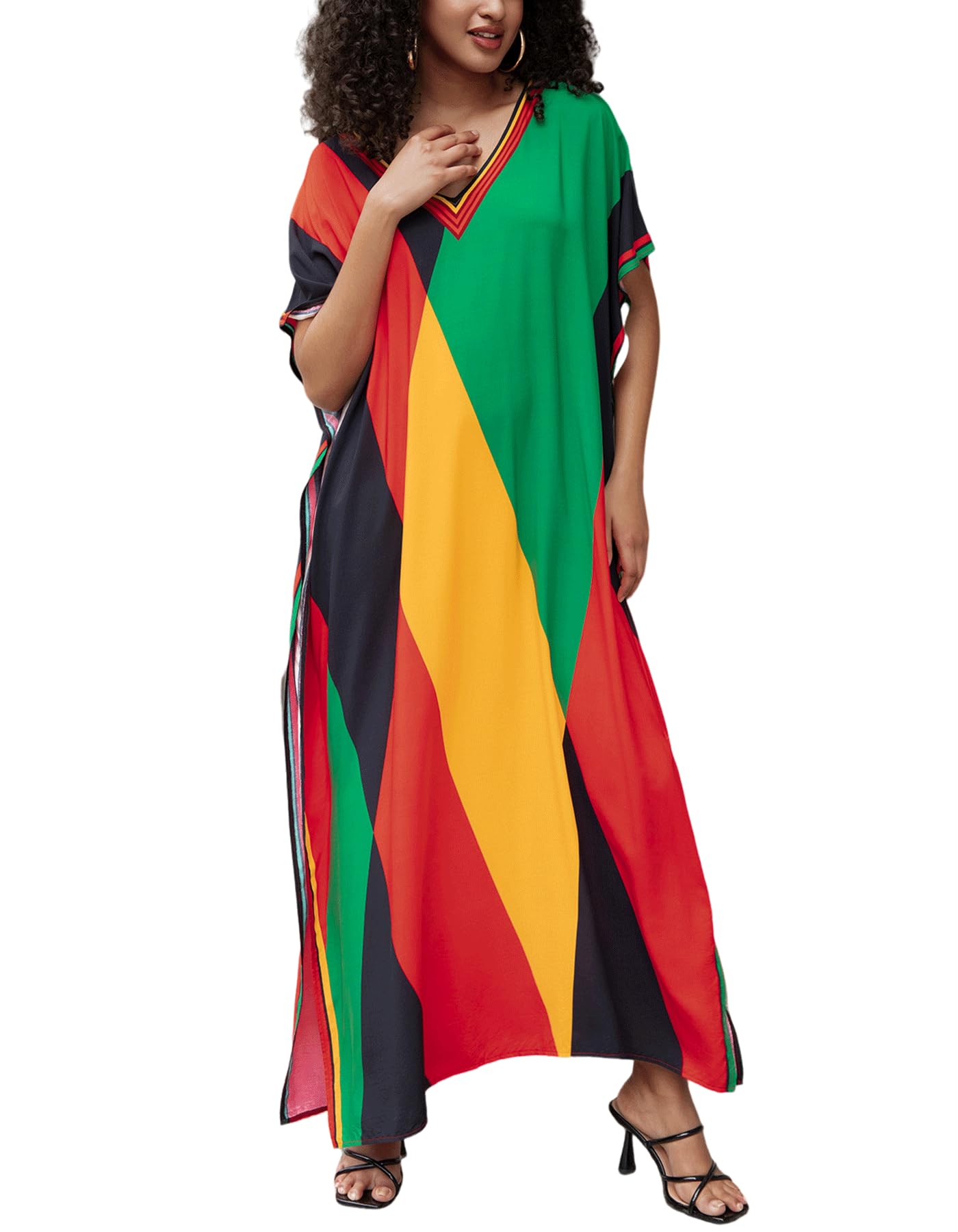 NFVNKJ Women's Plus Size Beach Lounge Kaftan Maxi Dress Swimsuit Coverup for Women