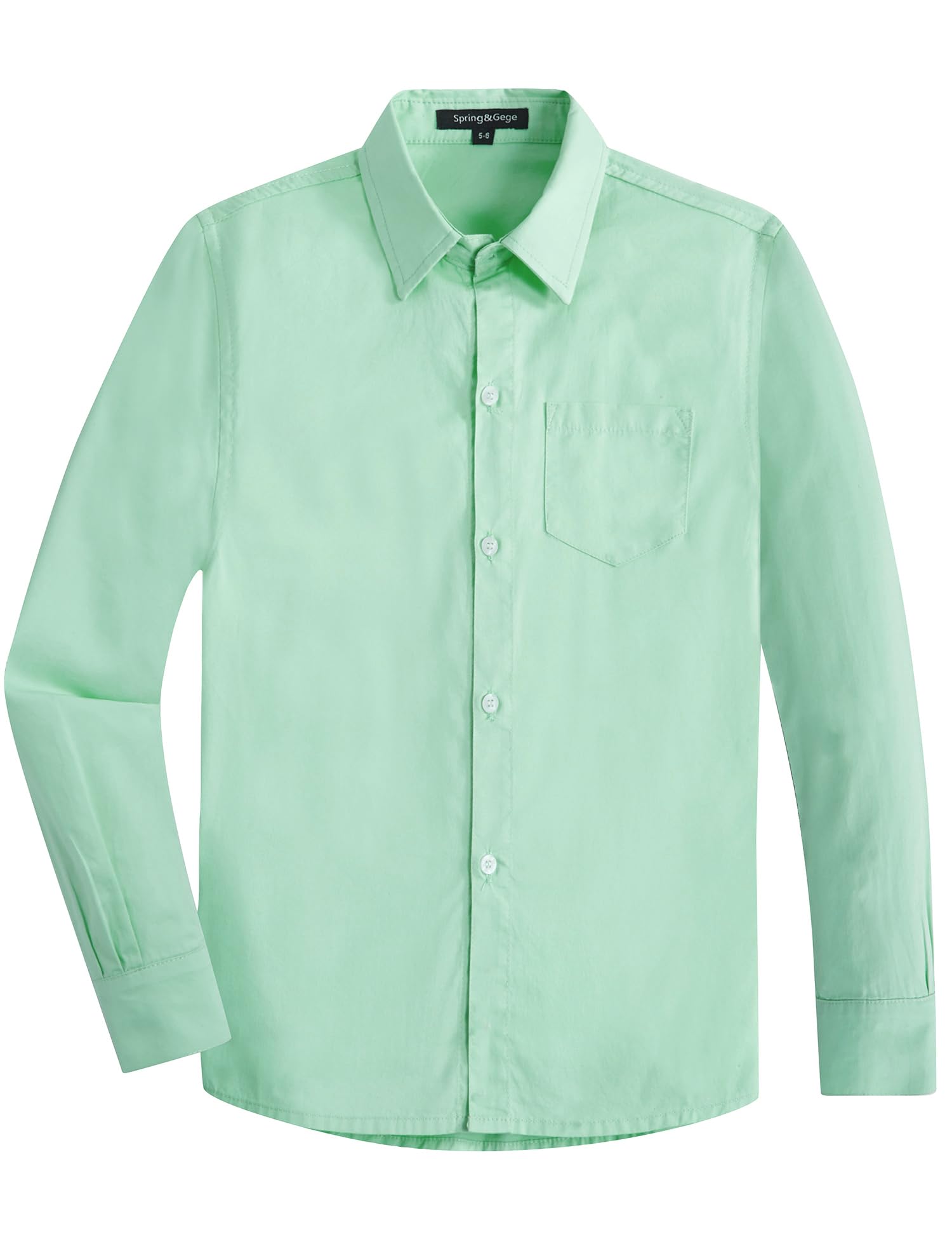 Spring&Gege Chicos Uniforme Manga Larga Abotonar Camisa para Niño (3-14 Años)