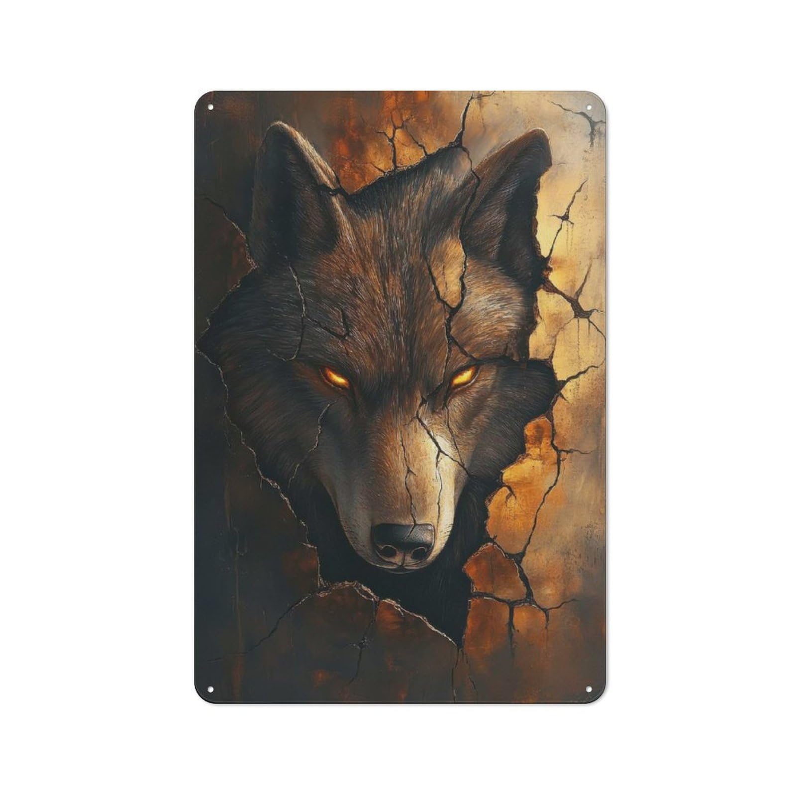 Junmoney Eyes Of Eternity Wolf Vintage-Inspired Tin Sign 30X20cm For Garage Or Workshop, For Vintage Wall Decor Fans, For Metal Sign Collectors