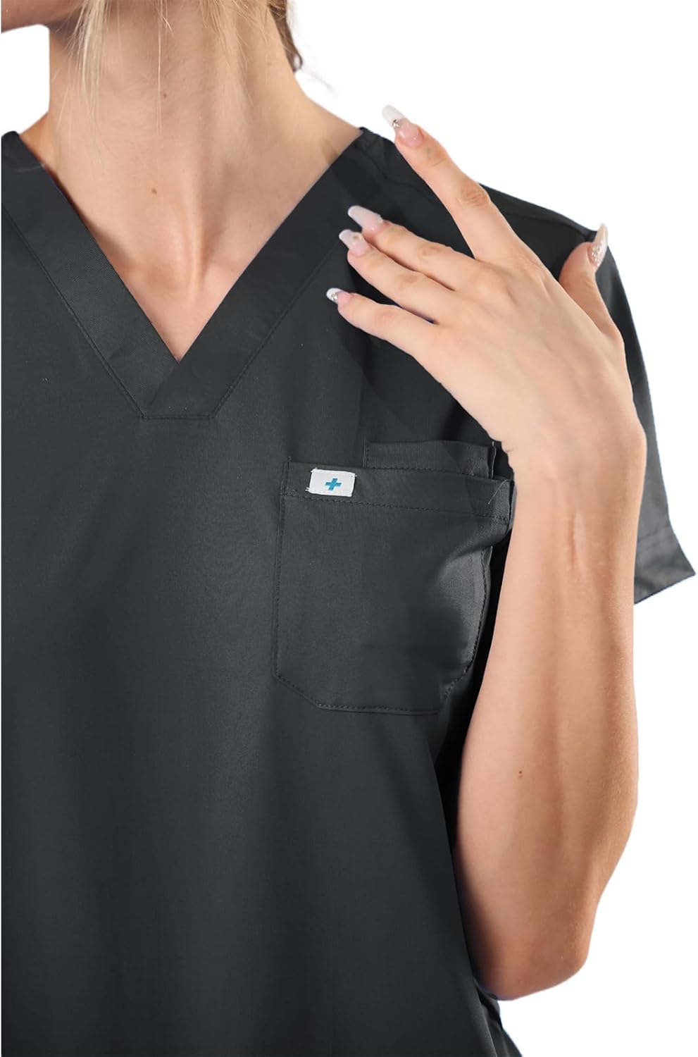 Meidiero Scrub Tops Women , Slim-fit Medical Shirts, Soft Stretch & Wrinkle-Resistant Women's Scrub Tops with 2 Chest Pockets - Image 5