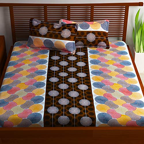 Image of Story@Home 120 TC 1 Bedsheet for Double Bed Cotton with 2 Pillow Covers, Abstract Pattern, Multicolor