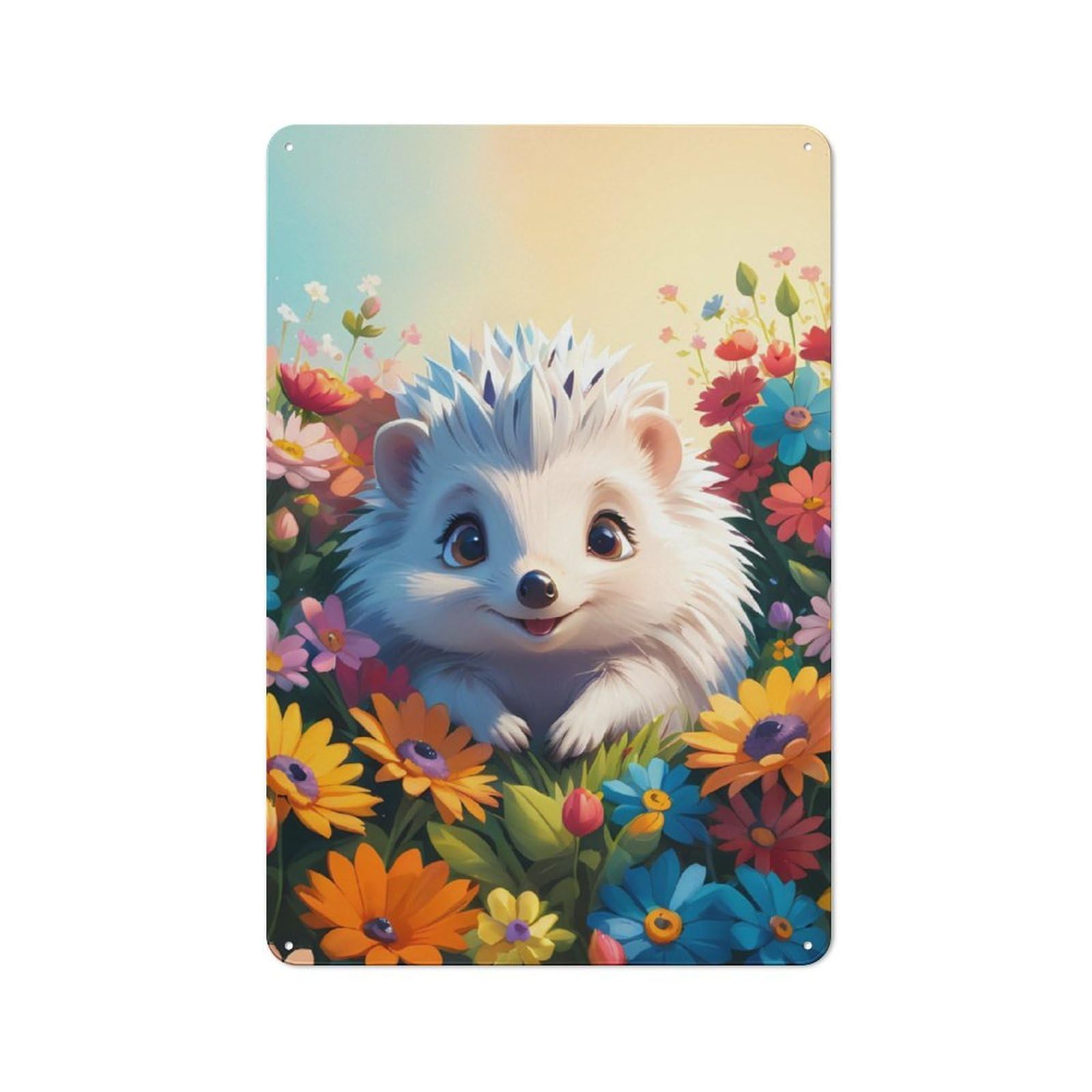 Junmoney Hedgehog Retro Tin Sign 30X20cm For Bar Or Restaurant, For Collectors Of Retro Metal Wall Decor
